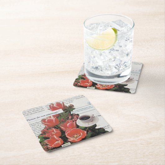 Bitte unterbrechen Sie keine Nachrichten zur Kaffe Rechteckiger Pappuntersetzer (Vor Ort)