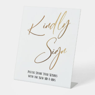 Bitte unterschreiben Sie Gold Handschrift Einfach Sockelschild