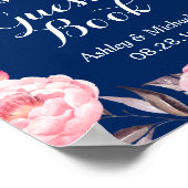 Bitte unterschreiben Sie Guestbook Navy Blue Flora Poster (Ecke)