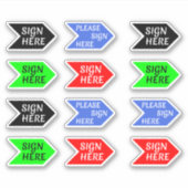 Bitte unterschreiben Sie hier (blau, schwarz, rot, Aufkleber (Vorderseite)