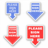 Bitte unterschreiben Sie hier (Signature Arrow) bl Aufkleber (Vorderseite)