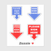 Bitte unterschreiben Sie hier (Signature Arrow) bl Aufkleber (Blatt)