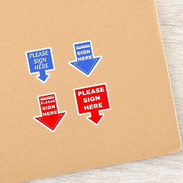 Bitte unterschreiben Sie hier (Signature Arrow) bl Aufkleber