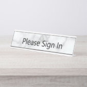 Bitte unterschreiben Sie in Imitats aus weißem Mar Schreibtischnamensplakette (Vorderseite )