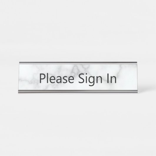 Bitte unterschreiben Sie in Imitats aus weißem Mar Schreibtischnamensplakette (Vorderseite )