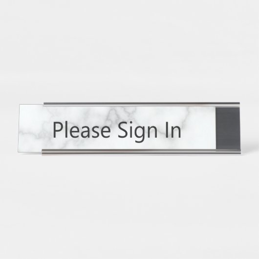 Bitte unterschreiben Sie in Imitats aus weißem Mar Schreibtischnamensplakette (Vorderseite )
