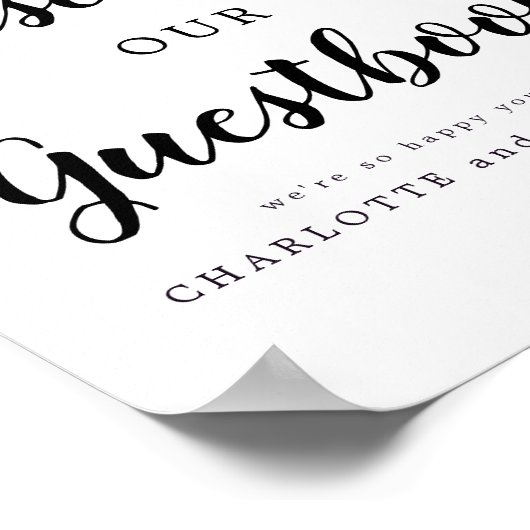 Bitte unterschreiben Sie unser Gästebuch 8x10. (Ecke)