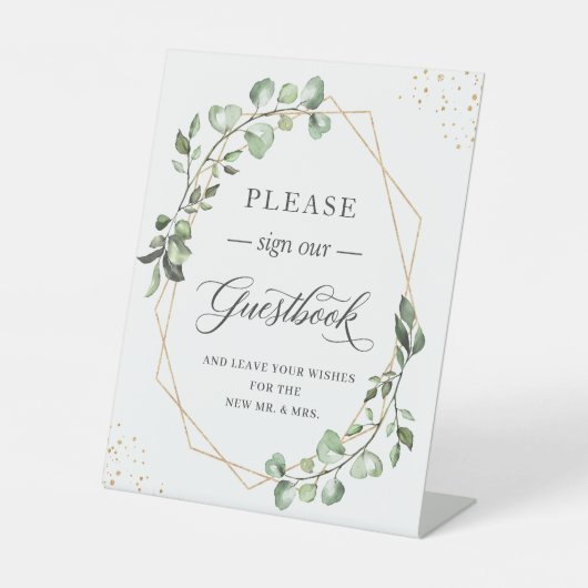 Bitte unterschreiben Sie unser Gästebuch Geometric Sockelschild (Vorderseite)