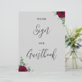 Bitte unterschreiben Sie unser Gästebuch Rote Rose (Stehend Vorderseite)