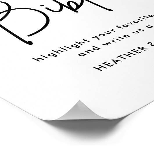 Bitte unterschreiben Sie unsere Bibel Wedding Gäst Poster (Ecke)