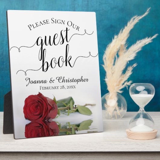 Bitte unterschreiben Sie unsere Gästebuch-Rote Ros Fotoplatte (Seite)