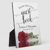 Bitte unterschreiben Sie unsere Gästebuch-Rote Ros Fotoplatte (Seite)