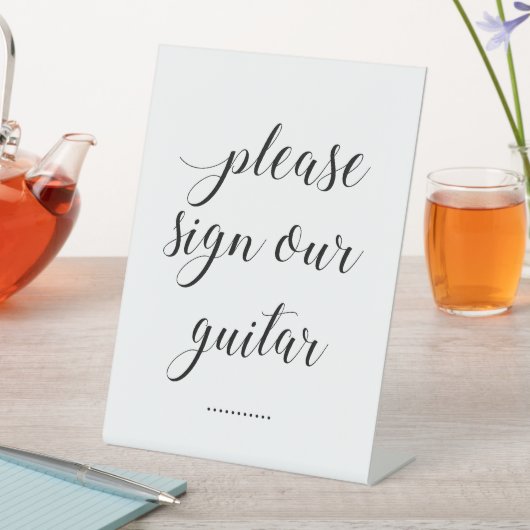 Bitte unterschreiben Sie unsere Gitarrenhochzeit Sockelschild (In Situ)