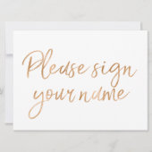 "Bitte unterschreiben" Stilvolles Gold Rose-Zeiche Einladung (Vorderseite)