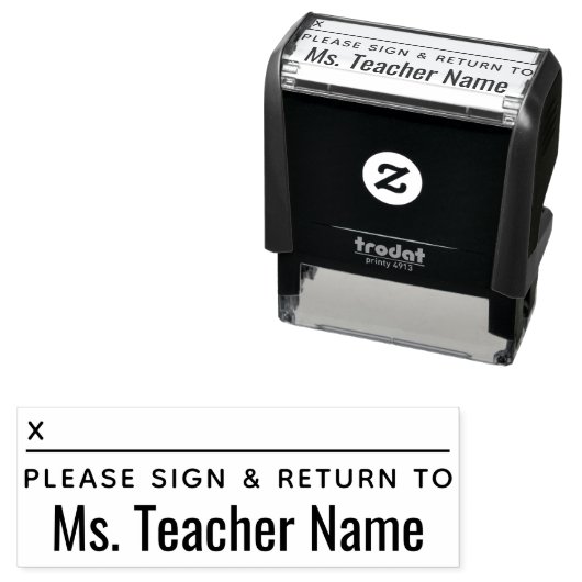 Bitte unterschreiben und zurückschicken - Fett Leh Permastempel (Beispiel)