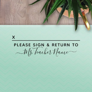 Bitte unterschreiben und zurückschicken - Name des Permastempel