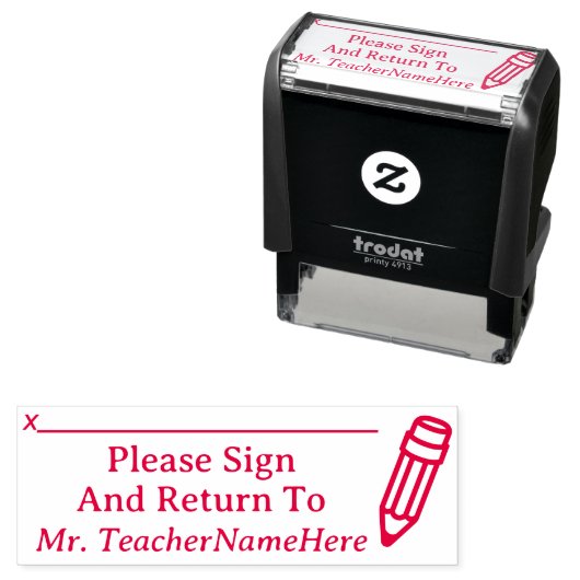 "Bitte unterschreiben und zurückschicken" und Kaut Permastempel (Beispiel)