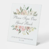 Bitte unterzeichnen Sie das Gästebuch Elegant Flor Sockelschild (Vorderseite)