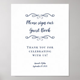 Bitte unterzeichnen Sie unser Gästebuch Elegant Bl