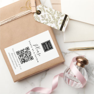 Bitte Verlass uns einen QR Code Business Rechteckiger Aufkleber