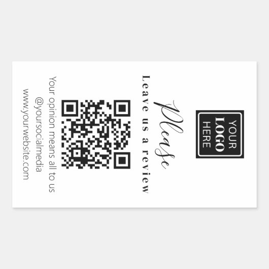 Bitte Verlass uns einen QR Code Business Rechteckiger Aufkleber (Vorderseite)