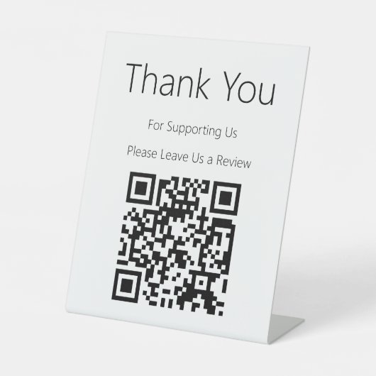 Bitte Verlass uns einen schwarzen und weißen QR-Co Sockelschild (Vorderseite)