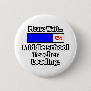 Bitte warten.Lehrer in der Mittelschule Button