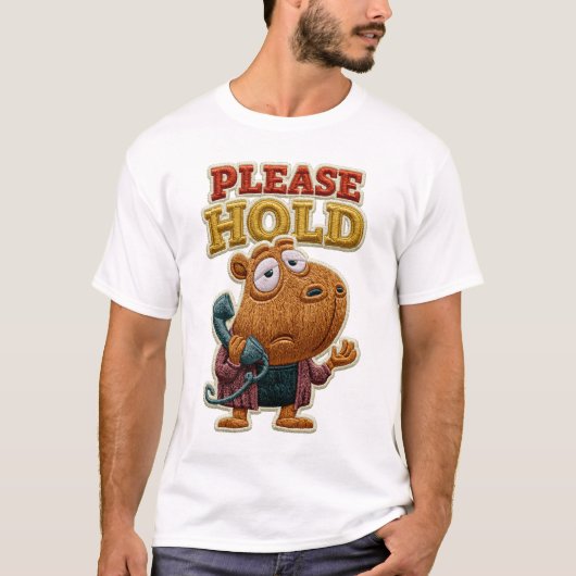 Bitte Warten Lustiger Capybara Stickpatch Geschenk T-Shirt (Vorderseite)