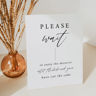Bitte warten Sie ein elegantes Hochzeitdessertschi Sockelschild