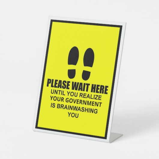 Bitte warten Sie hier Sockelschild (Vorderseite)