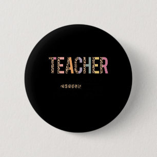 Bitte warten Sie jetzt, bis Leopard Lehrerin Fraue Button
