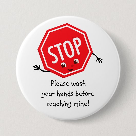 Bitte Wasch Knopf anhalten Button (Vorderseite)