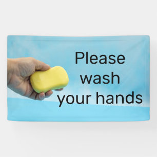 Bitte waschen Sie die Hand mit Seife Banner