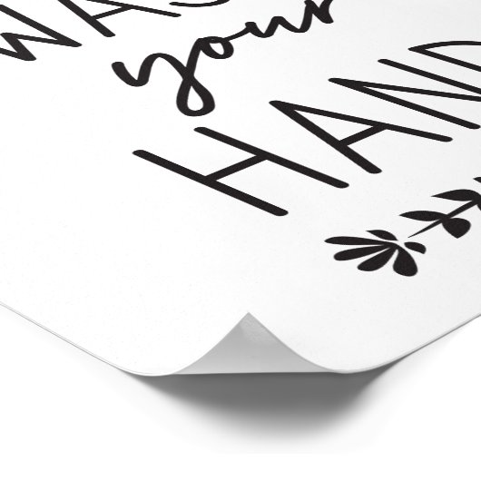 Bitte waschen Sie Ihre Hände schwarz Poster (Ecke)