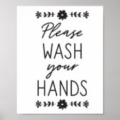 Bitte waschen Sie Ihre Hände schwarz Poster (Vorne)