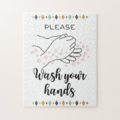 Bitte waschen Sie sich die Hände in die Kalligraph Puzzle (Vertikal)
