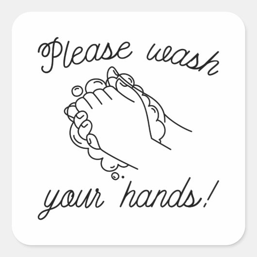 Bitte waschen Sie sich die Hände Quadratischer Aufkleber (Vorderseite)