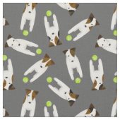Bitte werfen Sie meinen Ball Jack Russell Muster n Stoff (Nahaufnahme)