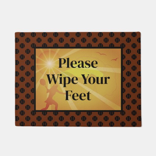 Bitte wischen Sie Ihre Füße orange-braunen Tennis- Fußmatte (Vorderseite)