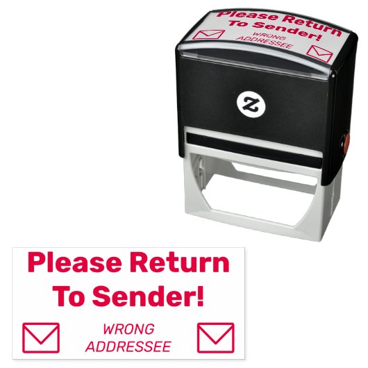 "Bitte zurück zum Absender!" - "FALSCHE ADDRESSEE" Permastempel (Beispiel)