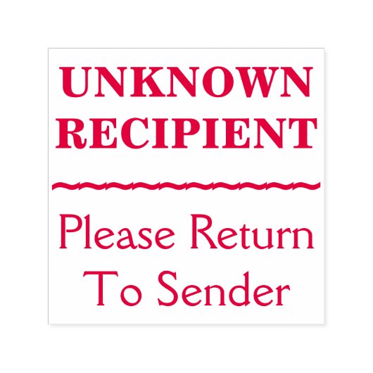 "Bitte zurück zum Absender", "UNBEKANNTER EMPFÄNGE Permastempel (Design)
