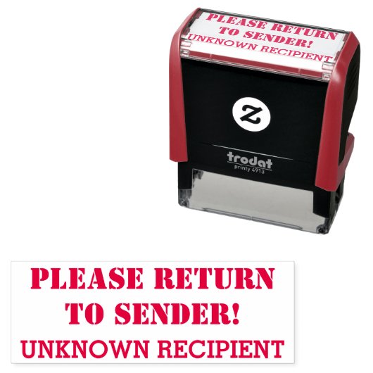 "Bitte zurück zum Absender!" "UNBEKANNTER EMPFÄNGE Permastempel (Beispiel)