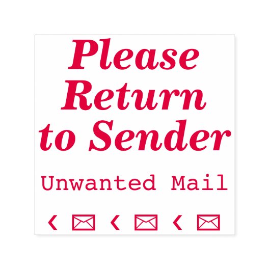 "Bitte zurück zum Absender", "unerwünschte E-Mails Permastempel (Design)