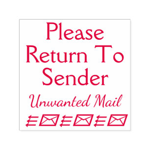 "Bitte zurück zum Absender" "unerwünschte Mail" Permastempel