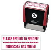 "BITTE ZURÜCK ZUM SENDER!", "ADDRESSEE HAT SICH BE PERMASTEMPEL (Beispiel)