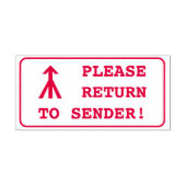"BITTE ZURÜCK ZUM SENDER!" + Briefmarke aus Arrow- Permastempel (Design)