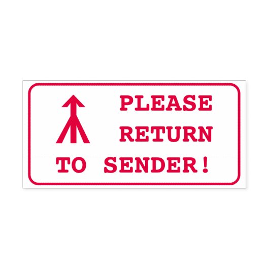 "BITTE ZURÜCK ZUM SENDER!" + Briefmarke aus Arrow- Permastempel (Design)