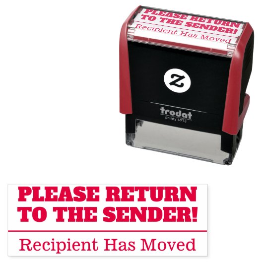 "BITTE ZURÜCK ZUM SENDER!" Briefmarke Permastempel (Beispiel)