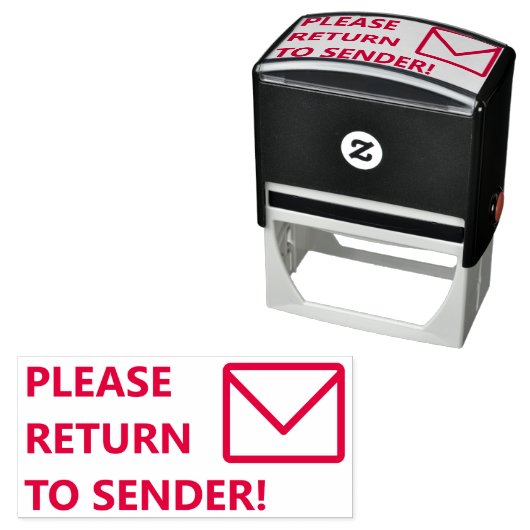 "BITTE ZURÜCK ZUM SENDER!" Briefmarke Permastempel (Beispiel)