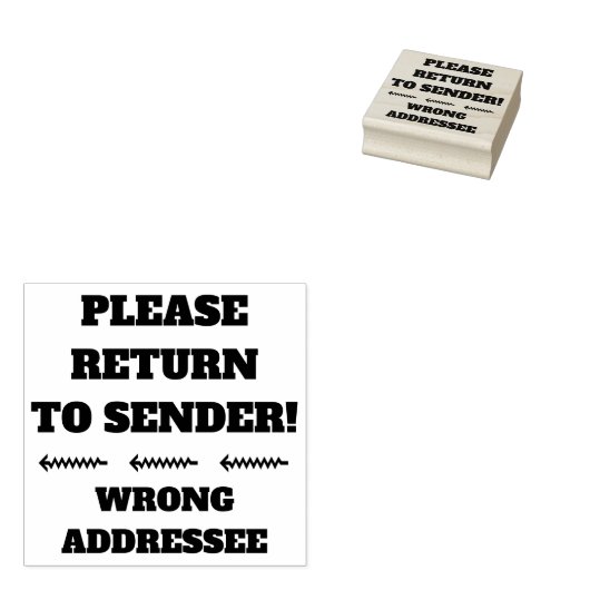 "BITTE ZURÜCK ZUM SENDER!" - "FALSCHE ADDRESSEE" GUMMISTEMPEL (Stempel)